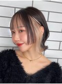 前髪インナーカラーボブ韓国ヘア！
