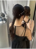 タイトめ 結婚式ヘアアレンジ タイトローポニー 暗髪アレンジ