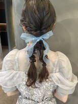 クレオヘアフィーカ(CLEO hair fika)&nbsp;ミディアムヘア×リボン編みおろし