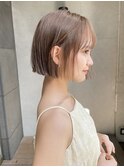 小顔大人ボブ暗めカラーミディアムデザインカラー