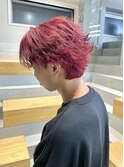 レッドカラー×フェザーショート