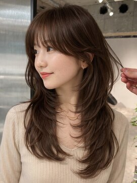 シオン(shion) 前髪カット韓国ヘアロング顔周りレイヤー_F1503