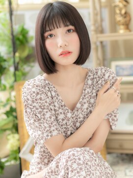 カバーヘア イヴ 戸頭店(COVER HAIR EVE) 黒髪シースルーバング小顔切りっぱなしボブb戸頭20代30代40代