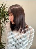 小顔前髪顔周りレイヤー×グレージュカラー デザインカラー
