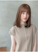 大人かわいい前髪セシルカットココアブラウンフリンジウェーブ