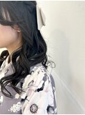 袴着付け/ヘアセット/ハーファップ/巻き髪/ロングヘアヘアメイク