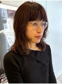 パーマ風ミディアムレイヤー 前髪ありミディアムレイヤー