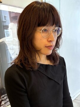 マカロニコースト(macaroni coast) パーマ風ミディアムレイヤー 前髪ありミディアムレイヤー