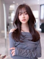 エースハバナ 渋谷(1 HAVANA)&nbsp;ミディアムレイヤーカット×ダークブラウン/前髪カタログ