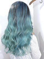 ブレイズヘアー(BLAZEhair)&nbsp;【ハイトーンデザイン】ターコイズバレイヤージュ×ブリーチ２回