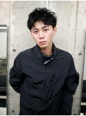 リバースセンターパート ニュアンスパーマ メンズショート