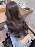 グレージュ　韓国風　艶巻き　レイヤー