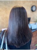 艶感ストレートレッドアッシュグレージュ透明感ロング