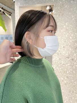 サンク 原宿 表参道(cinq) ダブルカラーケアブリーチインナーカラーイルミナカラーミニボブ
