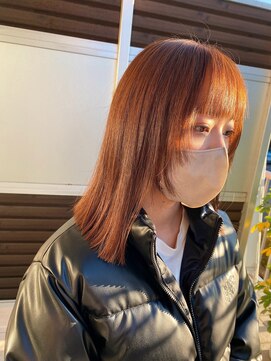 デバイス 東川口(DEVICE) 切りっぱなし ミディアムボブ カッパーブラウン