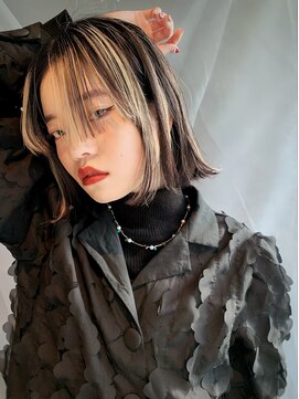 イトシテ ワンレンボブ×ハイライトカラー【担当　ジン　トモヒト】