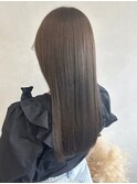 オリーブベージュ透明感カラー＊ストレートロング暗めカラー