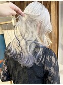 グラデーションブルーシルバーパープルブラックエンドカラー
