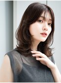 ☆くびれヘアプリコットオレンジハイライトカラーレイヤーカット