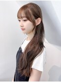 前髪カットおくれ毛ロングミルクティー_F20262