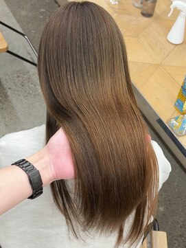 ミリ(mm) 色落ちまで可愛いトレンドオリーブベージュ！ブリーチなしでも！