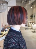 ハイライト　デザインカラー　ショートボブ