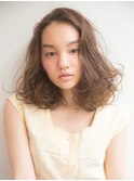 小顔にみえる☆ミルクティーカラーゆるっとオシャレ質感ロブ