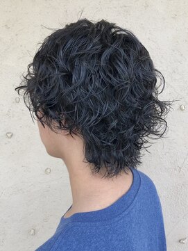 ピケ(pique) メンズウルフパーマ/アッシュブラック/20代/30代/40代