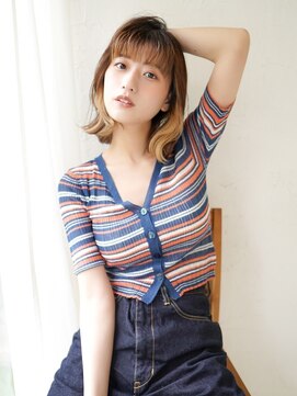 ラフィスヘアー ハブン 川崎店(La fith hair habun) 【La fith】前髪インナーカラー×外ハネボブ