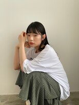 エイチ(H) シースルーマッシュハイライトセミロングブリーチなしカラーボブ