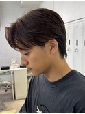 センターパート メンズカラー ブラウン