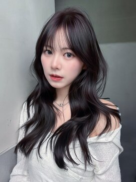 アイティーバイアルバム 藤沢店(IT by ALBUM) ロング黒髪前髪カット顔周りレイヤー韓国ヘア_F1312