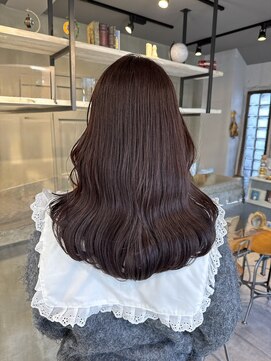 ユヌ(Une) ブリーチなしダブルカラーラベンダーチョコレートカラー髪質改善