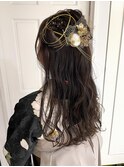 卒業式水引き&金箔ハーフアップ着物ヘアー☆
