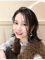 パザパ 寒河江店(pa.za.pa.)&nbsp;ハイライトココアブラウン×ロブ/韓国風暗髪外はね/30代40代