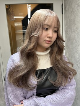 ティアム 渋谷店(Tiam shibuya) 黒髪/グレーベージュ/レイヤーロング/アッシュカラー/前髪