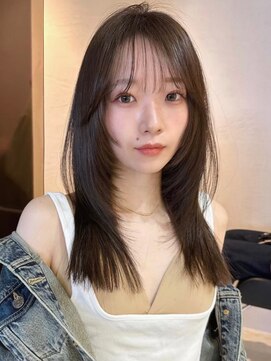 サイン 渋谷(SIGN) 韓国ヘアハッシュカットレイヤーカットベージュブリーチ無し