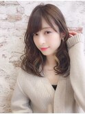 アンブレラカラー/こなれミディ/ウェーブパーマ/前髪/錦糸町