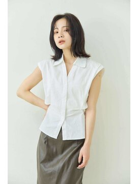 ミューク ハッピーヘアライフ 寺田町北口店(ｍieuxque happyhairlife) レイヤーカットアプリコットオレンジハイライトカラーボブヘア