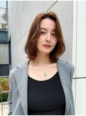 レイヤーボブひし形前髪なし外ハネボブ面長絶壁K20250728R