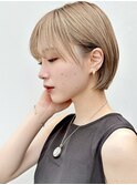 ブロンドベージュ フェイスレイヤーボブ ショートボブ A0814