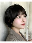 《岩田莉奈》地毛風縮毛矯正 ひし形ショートボブ 白髪染め 新宿