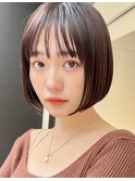 縮毛矯正/髪質改善トリートメント/ミディアムヘア/グレージュ