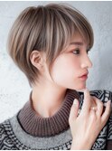 大人可愛い20代30代40代黒髪前下がりショートボブ丸みショート◎