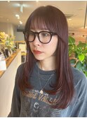 大人可愛い♪小顔レイヤー×深みチェリーブラウン
