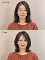 aptas 青山/表参道 白髪染め/白髪ぼかしハイライト/ボリュームアップエクステ&nbsp;表参道/青山/50代/ミディアム