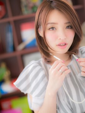 カバーヘア ブリス 戸田公園西口店(COVER HAIR bliss) オレンジカラー艶カラー耳かけ斜めバング戸田公園20代30代40代a!