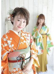 【kicca】卒業式着付け袴or振袖＋ヘアセット