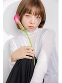 内巻きワンカールボブ 前髪ぱっつん グレージュカラー【リノナ】