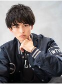 アッシュブラック/束感マッシュパーマ/刈り上げ/ツーブロック